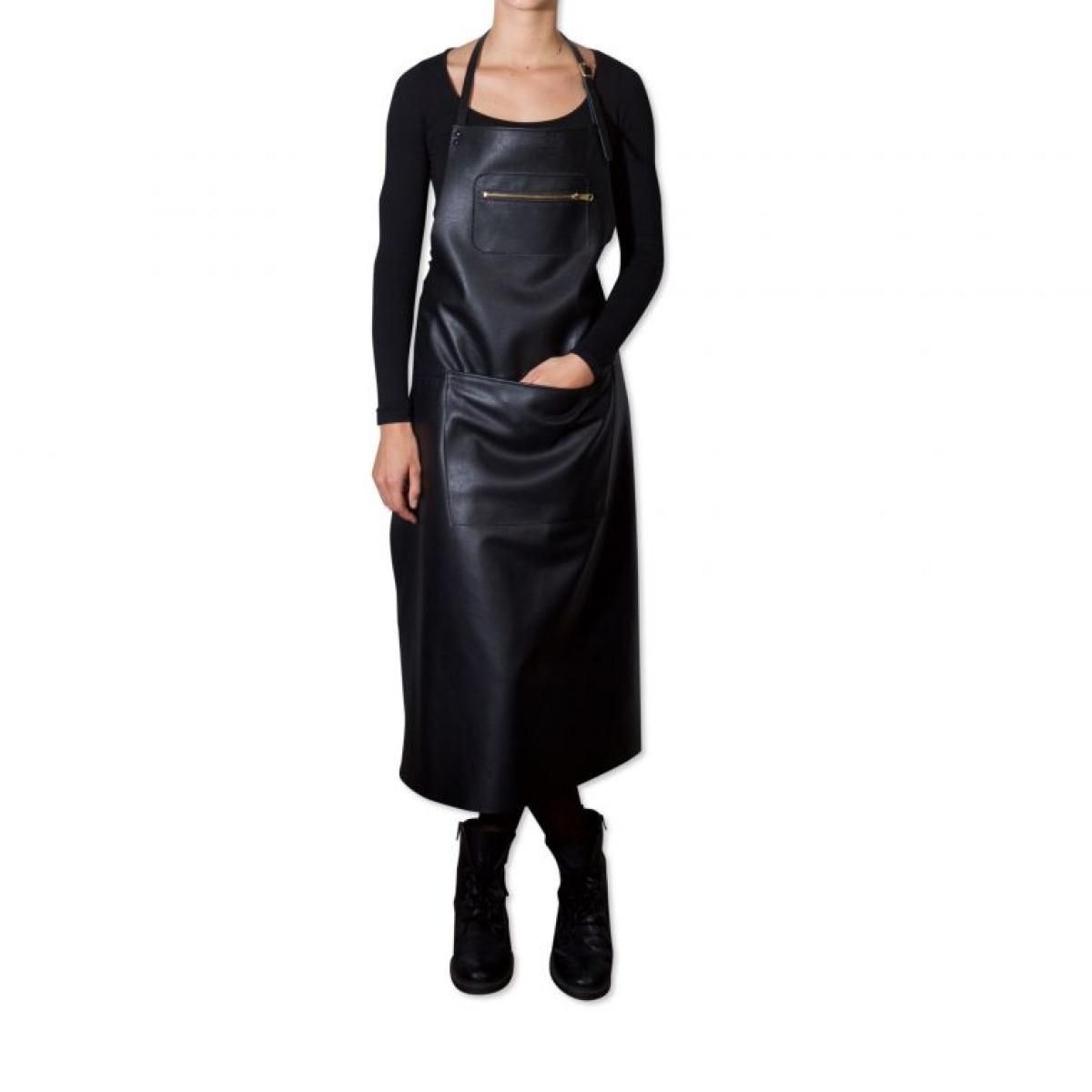 DUTCHDELUXES Zipper Style Forkle i skinn | ekstra langt | Sort