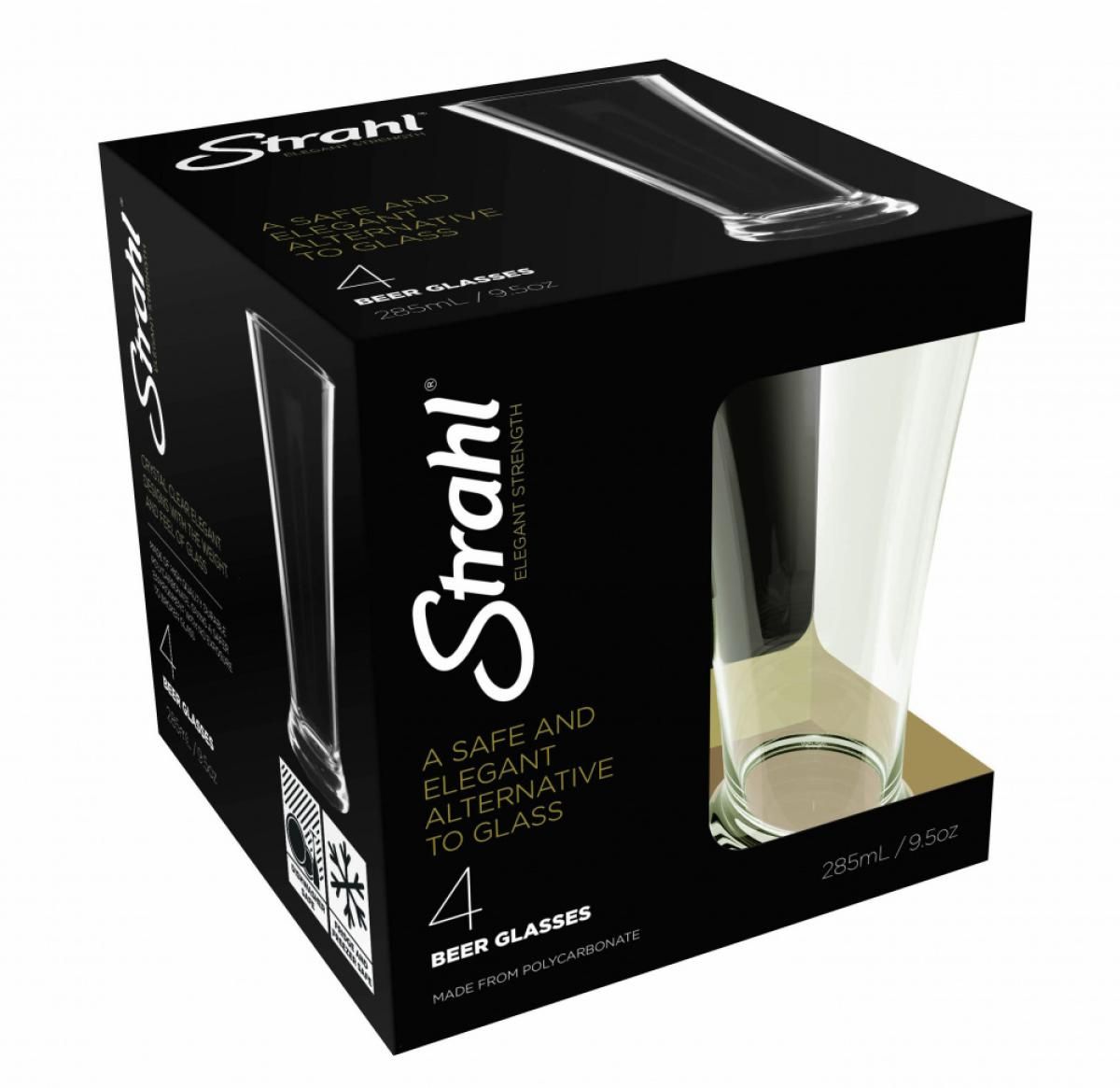 STRAHL Ølglass (285ml) i Hardplast (polykarbonat) 4pk