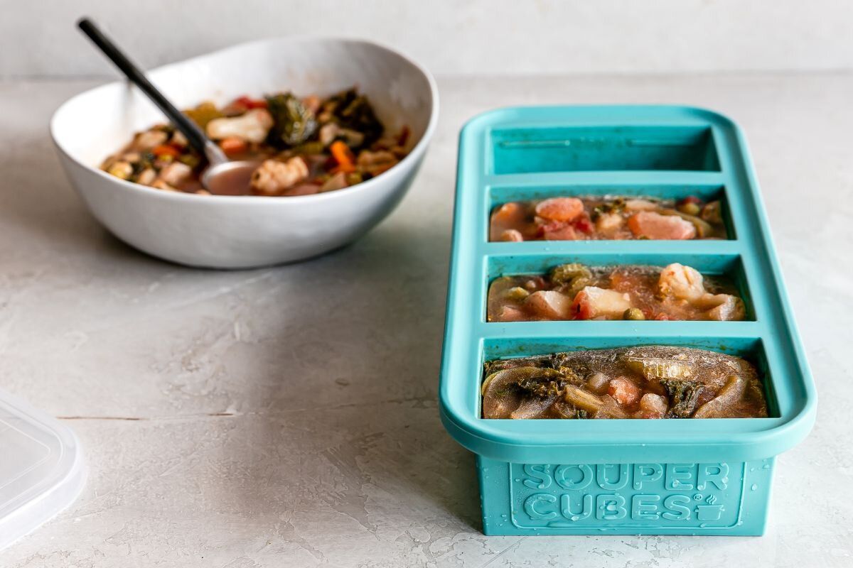 SOUPER CUBES Matoppbevaring i Silikon m/lokk 1-cup, 1pk, Blå