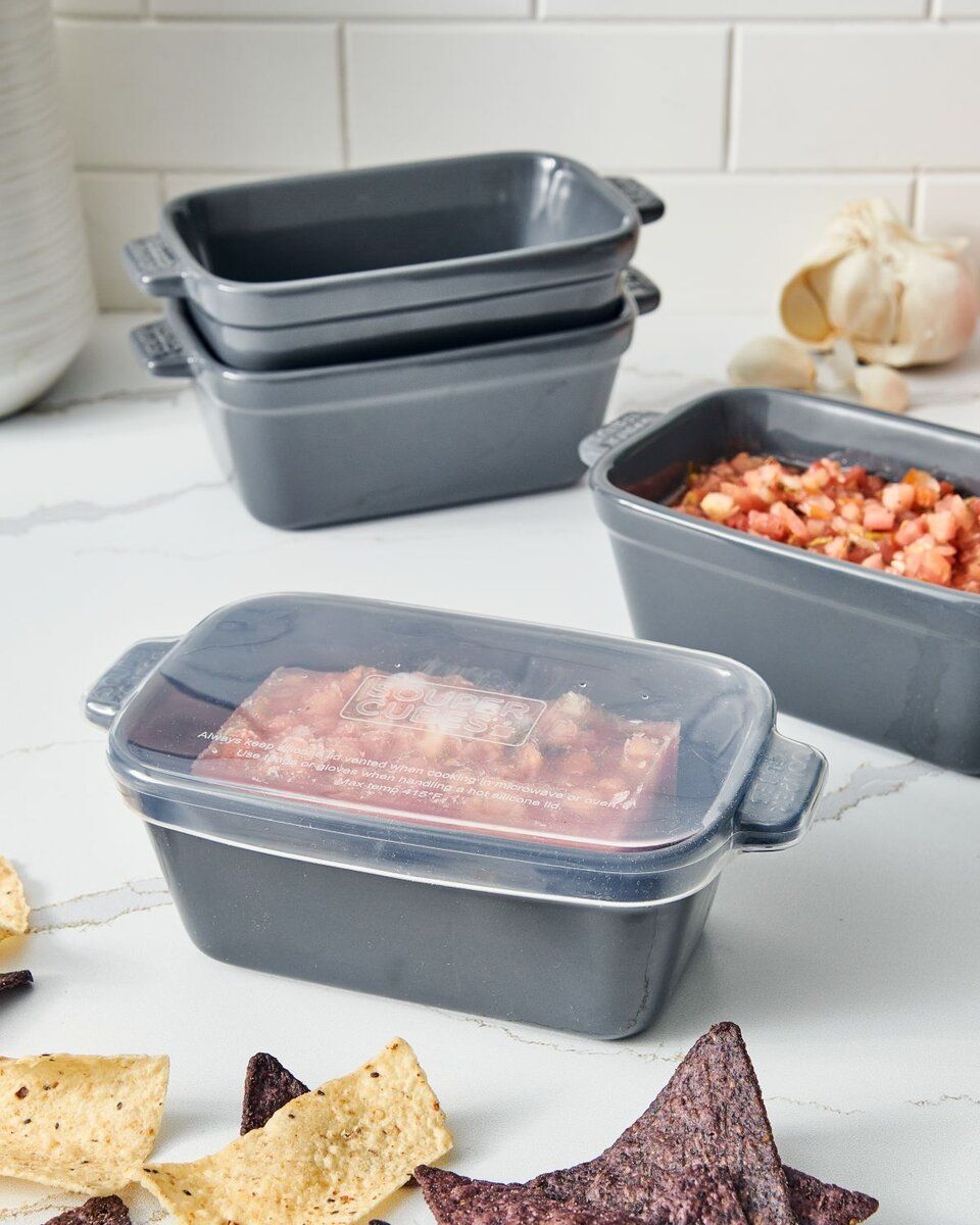 SOUPER CUBES Ildfast keramisk form | rektangulær | Charcoal, 4pk